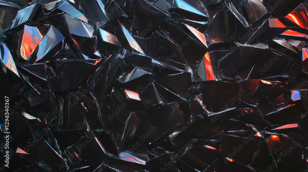 Aufkleber Abstract background of broken glass texture with sharp fragments and reflective surfaces