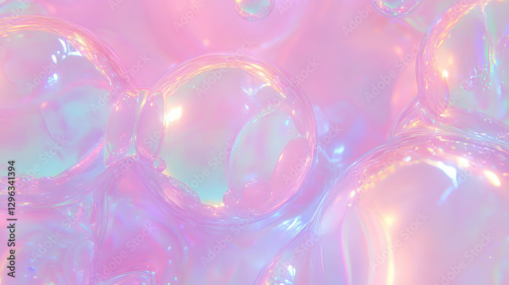 Poster Iridescent bubble solution texture background with pastel colors for creative design