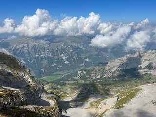 Alpine valley Melchtal along the river Grosse Melchaa and in Uri Alps mountain massif, Melchtal - Canton of Obwalden, Switzerland (Kanton Obwald, Schweiz)