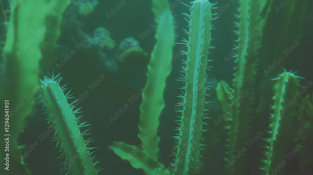 Aufkleber vibrant green cactus spines texture - sharp nature design for posters and print