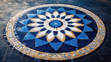 Fototapeta premium Vibrant Decorative Fountain with Mosaic Patterns