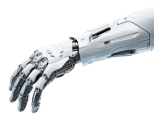 PNG White cyborg robotic hand white background electronics technology.