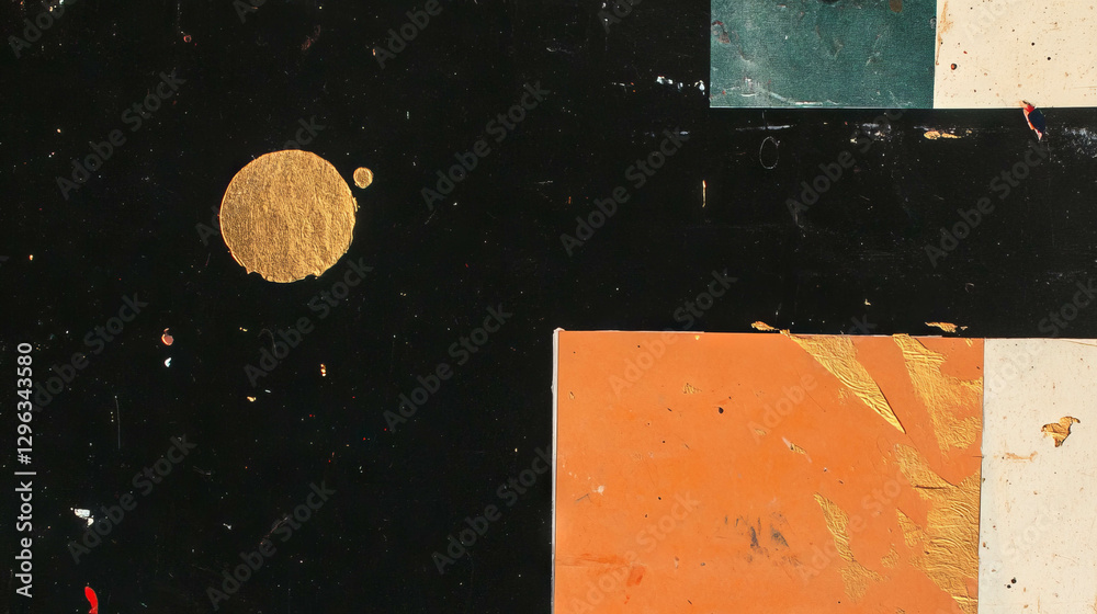 Poster abstract canvas composition with textured paper collage for artistic design