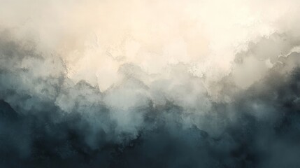 Abstract painted depiction of colors that create layered cloudscape imagery