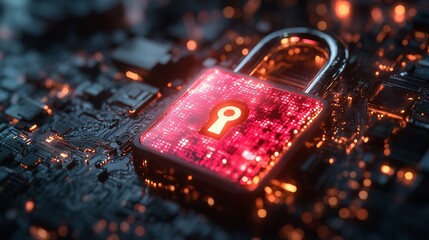 Digital illustration of a padlock symbolizing online protection and cybersecurity in the digital world, representing data security and privacy concepts