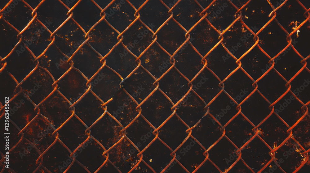 Poster industrial chain link fence texture with dark rustic background
