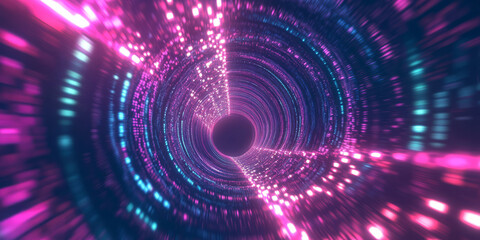 A breathtaking 3D music background displaying an infinite tunnel of pulsating neon sound waves. The abstract, high-tech atmosphere creates an immersive visualization of futuristic music energy and