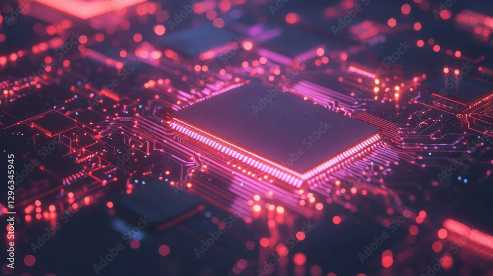 Poster futuristic circuit board background with glowing digital circuits for technology design