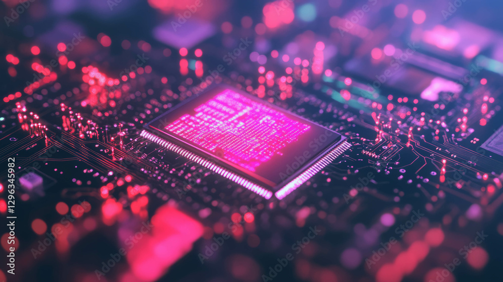 Aufkleber futuristic circuit board background with glowing circuits for technology design