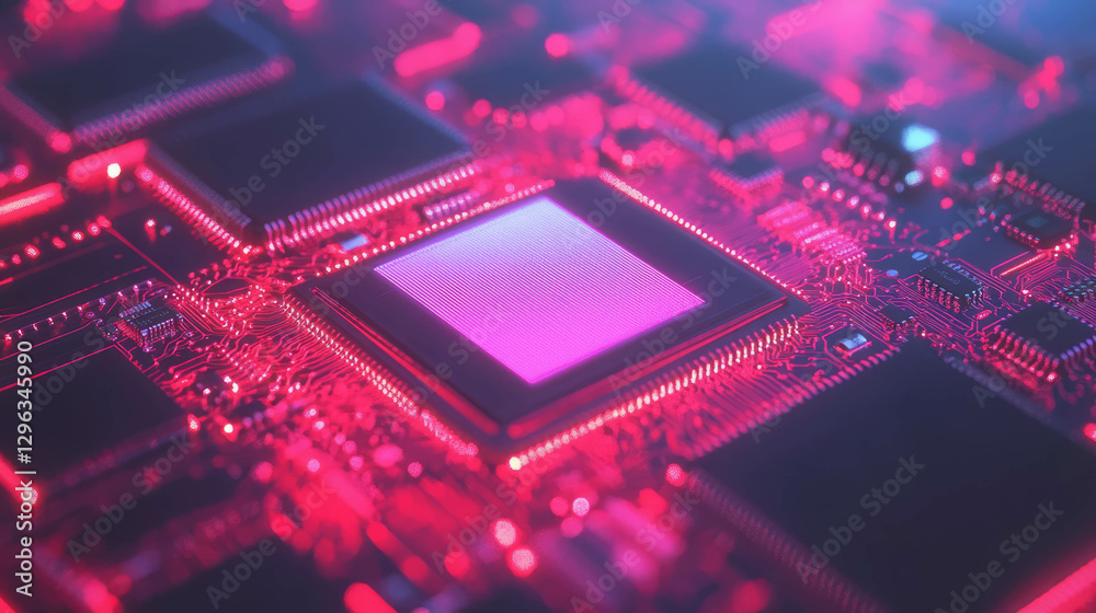 Poster glowing circuit board background with futuristic technology aesthetic for design and innovation