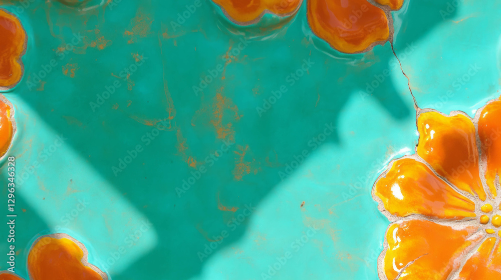 Poster hand painted patterns on clay texture background with vibrant colors for artistic design