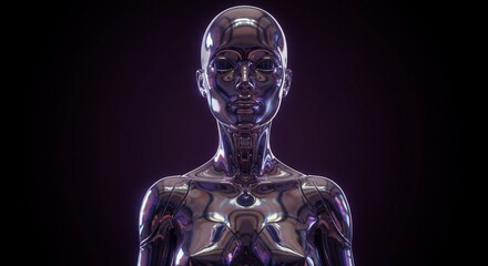 Metallic Female Robot Torso Artificial Intelligence Advanced Technology Concept Art