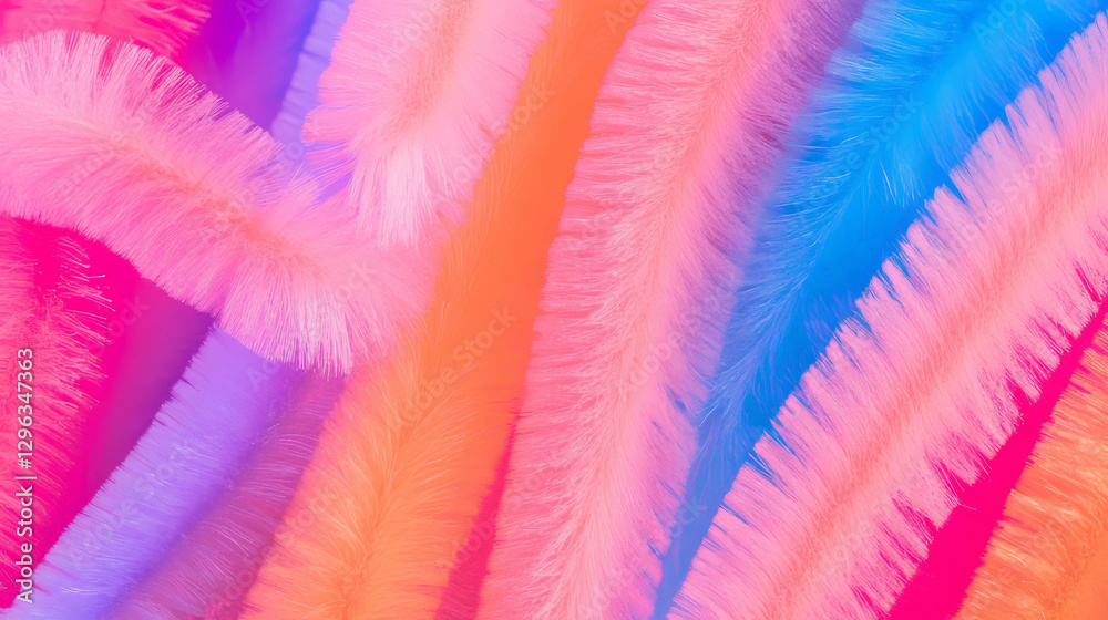 Poster Vibrant background of colorful pipe cleaners for creative art and design projects