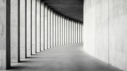 Concrete Structure with Curved Walls and Vertical Pillars Design