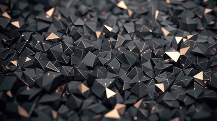 Obraz premium Abstract Black and Copper Geometric Shapes on Dark Surface