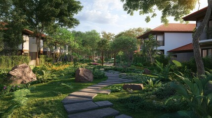 With spacious units and abundant green spaces, a newly developed suburban apartment complex provides an ideal setting for outdoor activities and fostering community bonds.