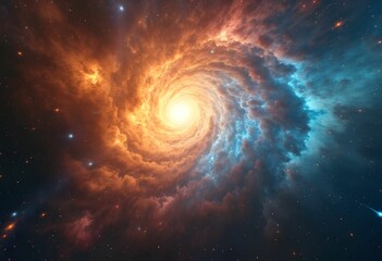 Obraz premium Cosmic Supernova Radiating Blue, Gold, and Crimson Light