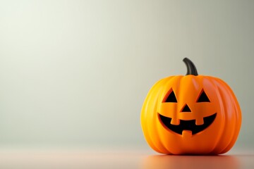 Festive Jack-o'-lantern for Halloween - A cheerful jack-o'-lantern sits against a light gray background, ready for Halloween celebrations