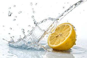 Refreshing Lemon Slices in Water Splash