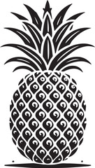 Obraz premium pineapple clipart vector, pineapple vector illustration, pineapple silhouette logo vector, pineapple black and white background