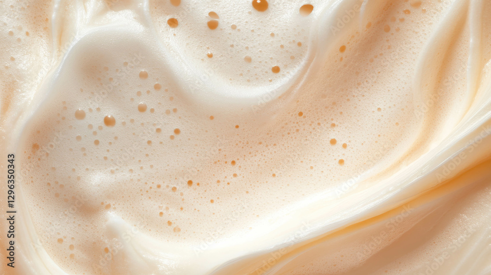 Poster creamy beige foam texture with soft whipped surface for background or design