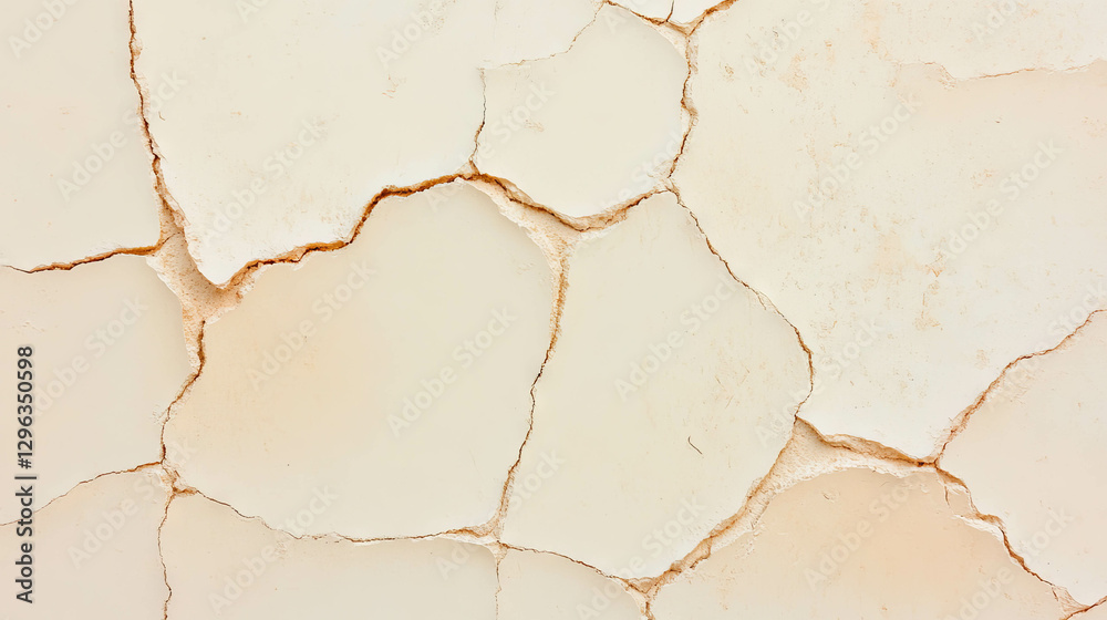 Poster creamy beige textured plaster background with cracks for artistic and design use