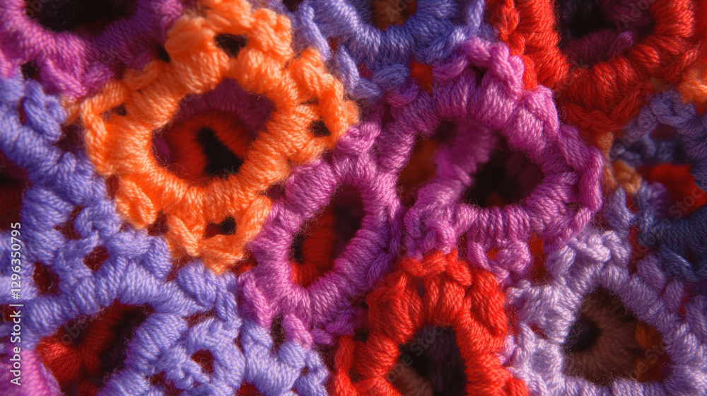 Poster vibrant crocheted texture with intricate patterns for creative textile design