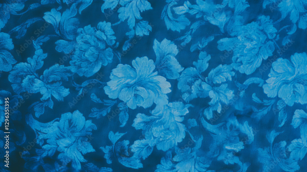 Poster Intricate blue damask pattern design for elegant textures and backgrounds
