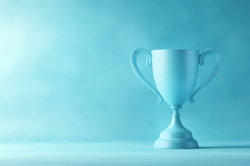 Minimalist Blue Trophy on Background with Copy Space