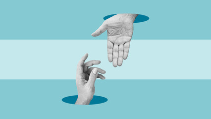 Helping Hand Concept is shown by one hand reaches out to the other. Let us help