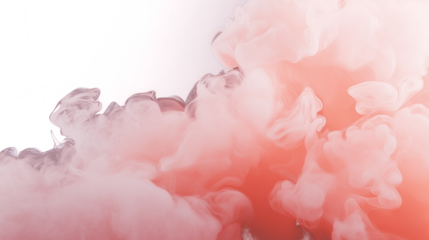 Airy white fog cloud swirling with coral pink isolated on transparent white background
