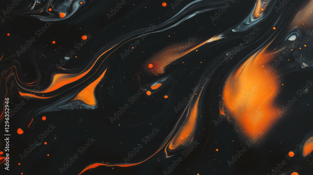 Poster abstract dark and oily water surface with vivid swirls and textures