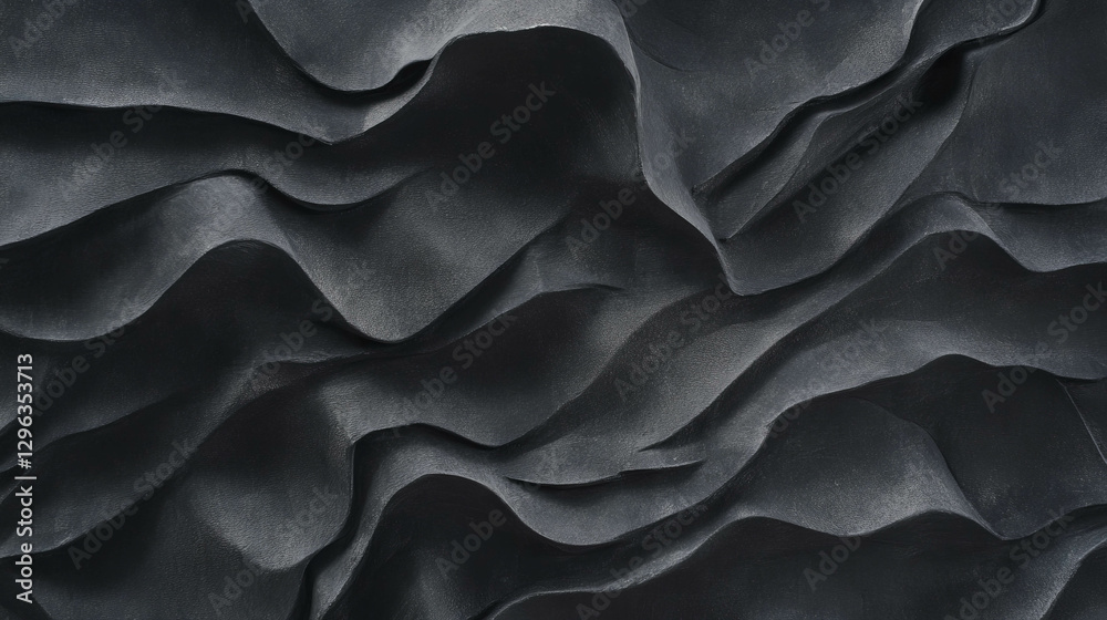 Poster Dark textured concrete surface with wave-like patterns for modern design