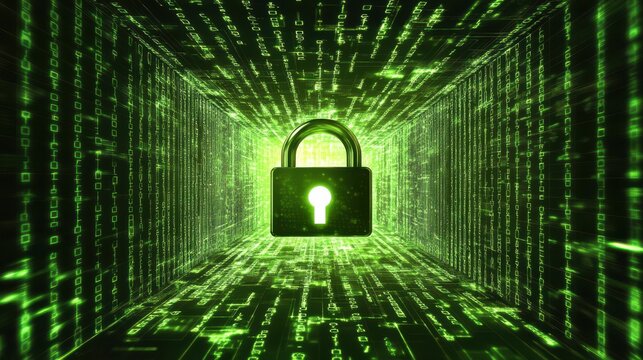 Cyber security data protection business technology privacy concept. Icon security on the virtual display.