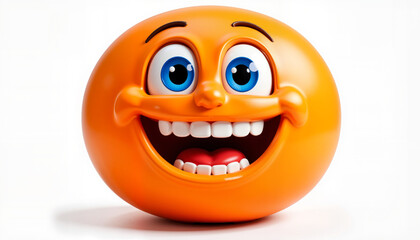Fototapeta premium Vibrant orange emoji expressing excitement and laughter, joyful concept