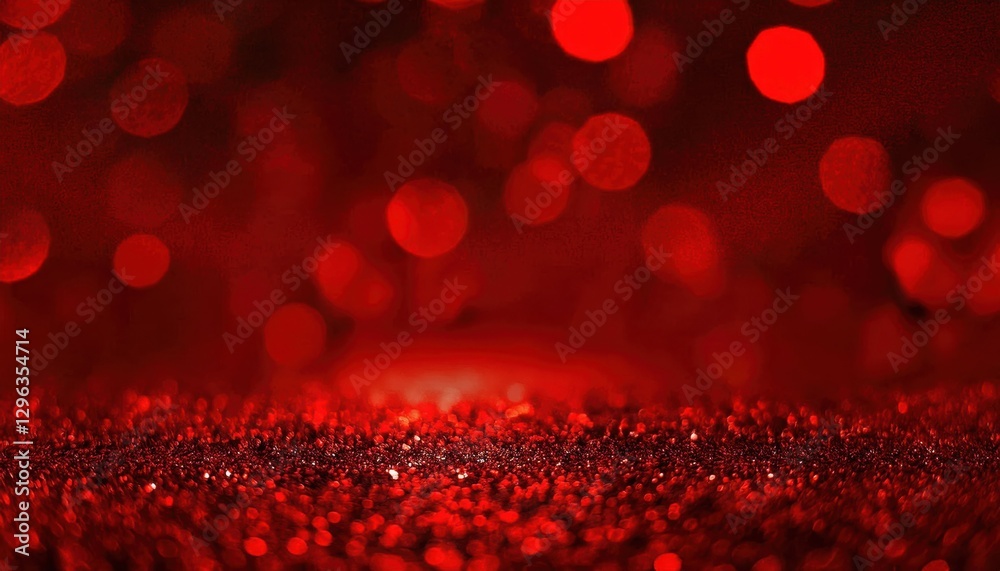 Poster sparkling red bokeh background with defocused glitter texture, abstract festive backdrop for holiday