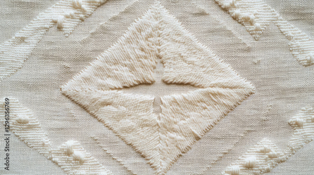 Poster intricate geometric embroidery design on fabric background for textile themes