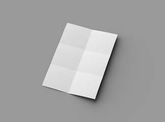 3d rendered image of a A4 sheet with square bends isolated on a transparent background
