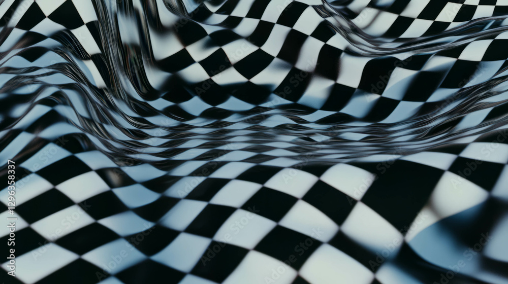 Poster Abstract distorted checkerboard pattern design for modern backgrounds