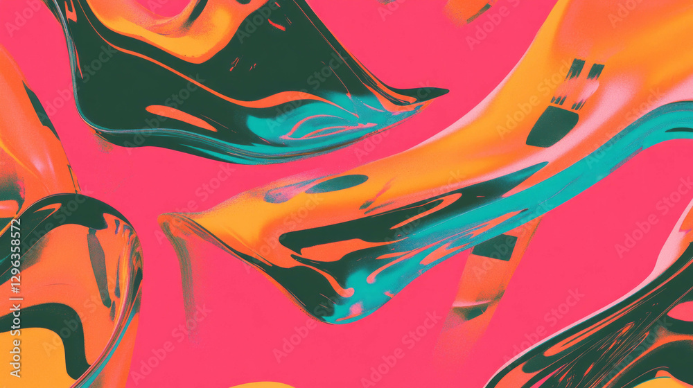 Poster Abstract background of distorted geometric shapes in vibrant colors for modern design