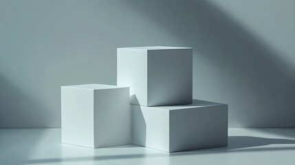 Blank white closed box packaging mockup (grey background).