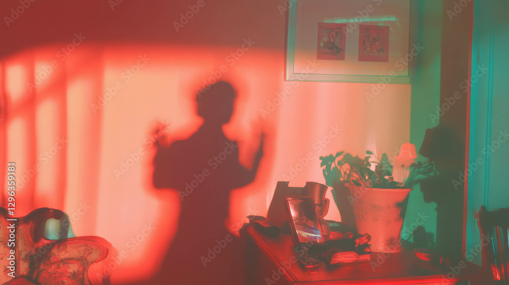 Poster artistic shadow play in vintage room with unique atmosphere for creative background design