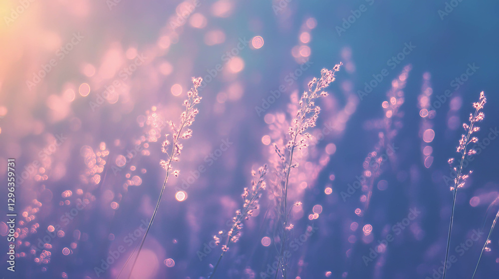 Poster Dreamlike nature scene with soft focus bokeh for tranquil background design