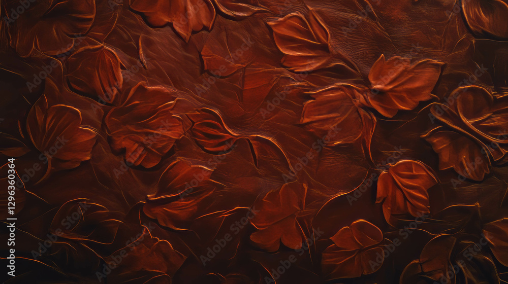 Poster elegant embossed leather texture with intricate floral patterns for design and decor