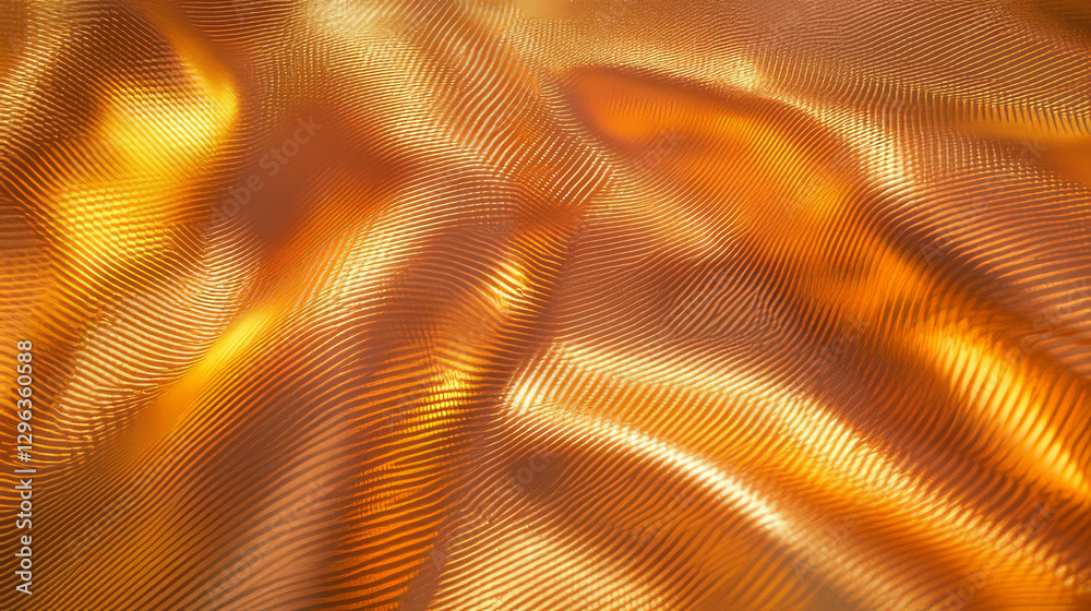 Poster intricate embossed metal texture with golden waves for artistic background and design