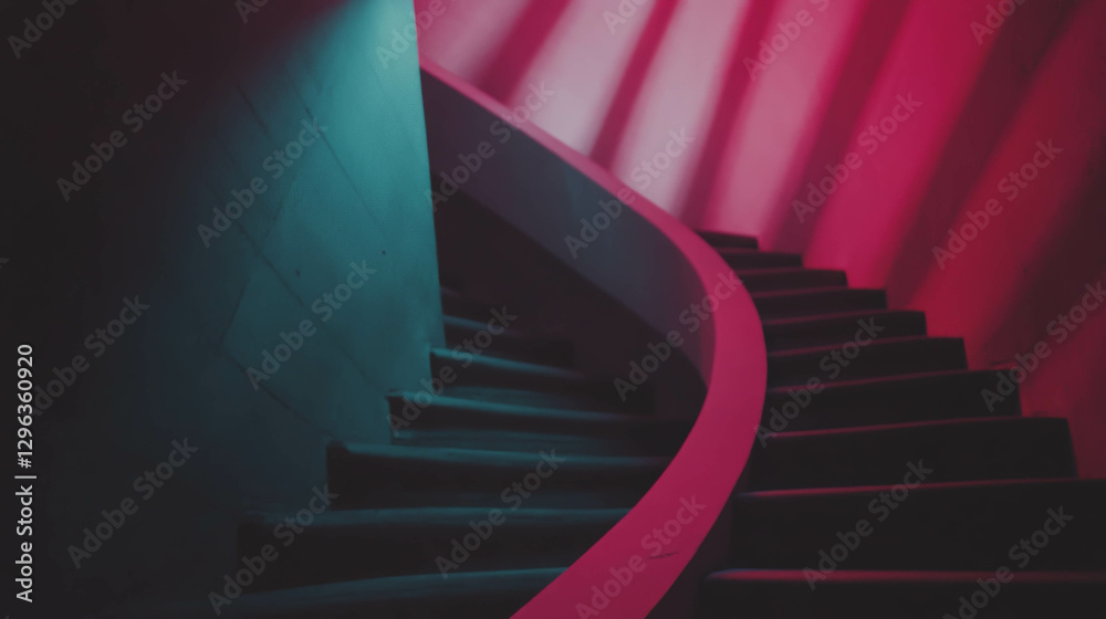 Poster endless staircase in abstract lighting for design and creative projects
