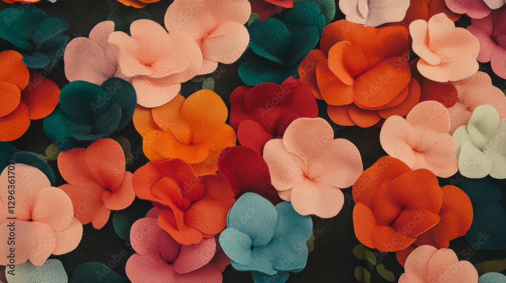 Poster vibrant felt flower pattern background with soft textured design