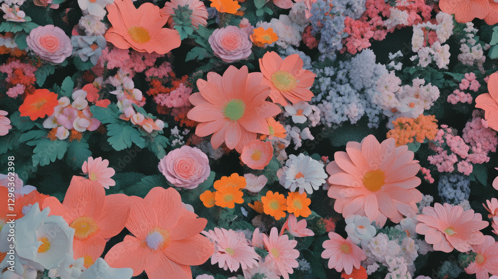 Poster vibrant foam cutout flower background with soft texture for creative design