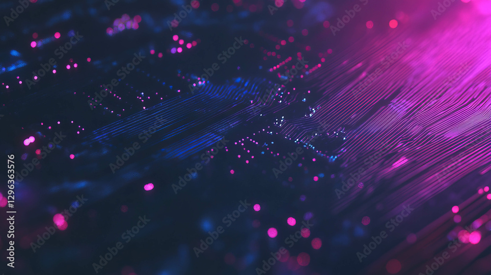 Aufkleber Futuristic abstract technology background with neon lights and digital patterns