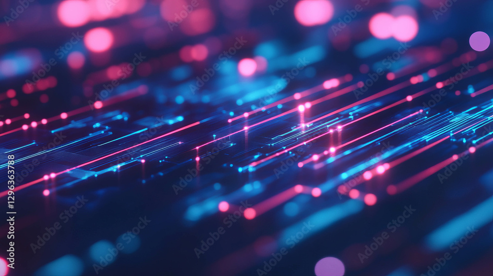Aufkleber futuristic technology background with intricate neon patterns for digital design